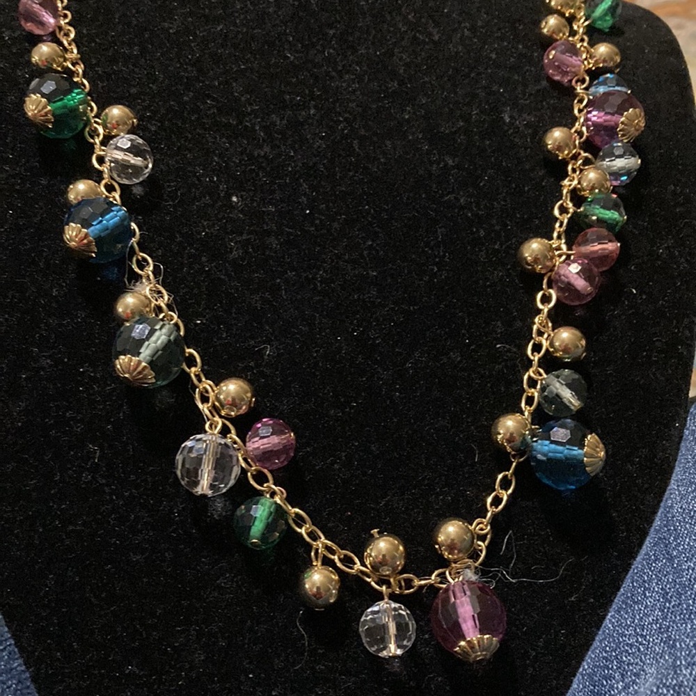 Elegant Talbots Gold and Multicolor Beaded long Necklace